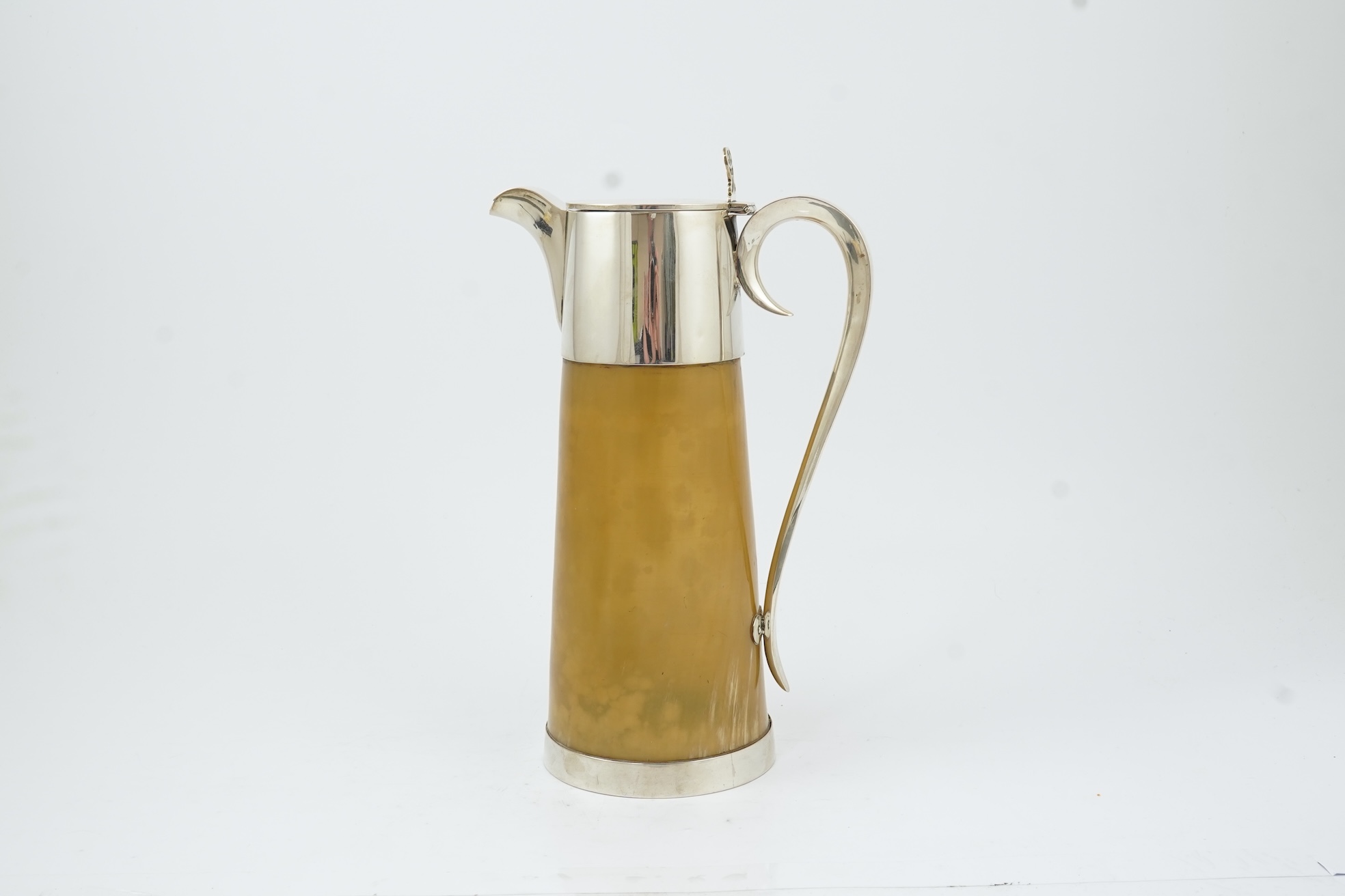 A Victorian silver mounted horn claret jug, by George Adams